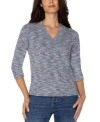 Liverpool Los Angeles Space Dye Knit Top In Blue