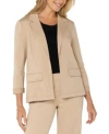 Liverpool Los Angeles Fitted Open Front Twill Blazer In Brown