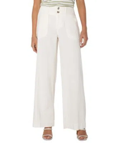 Liverpool Los Angeles Womens Utility Patch Pocket Wide Leg Pants 0p 16 In White