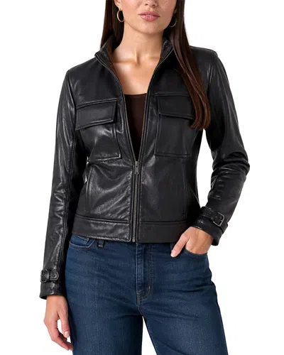 Liverpool Los Angeles Zip Front Faux Leather Moto Jacket In Black