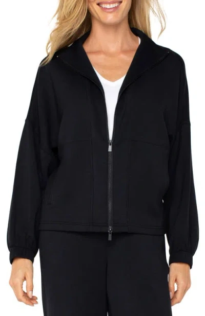 Liverpool Los Angeles Zip-up Knit Jacket In Black