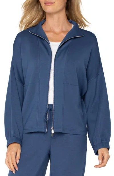Liverpool Los Angeles Zip-up Knit Jacket In Prussian Blue