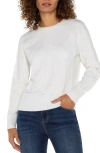 Liverpool Womens Ribbed Trim Viscose Pullover Sweater In Porcelain