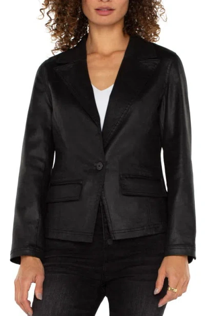 Liverpool One-button Blazer In Coated Black