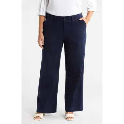 Liverpool Patch Pocket Wide Leg Utility Pants In Blue