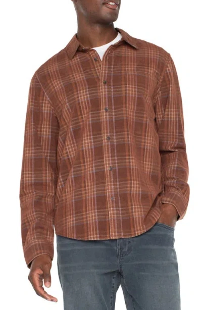 Liverpool Plaid Corduroy Button-up Shirt In Nutmeg/blue Multi