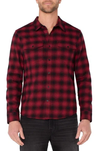 Liverpool Plaid Flannel Button-up Shirt In Red