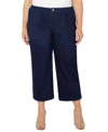 Liverpool Plus Size Cropped Wide-leg Denim Cargo Pants In Indigo Rinse