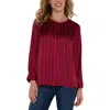 Liverpool Ruby Dotted Stripe Popover Top In Ruby Dotted Stripe