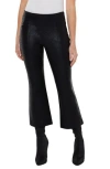 Liverpool Stella Crackle Coated Kick Flare Ponte Crop Pants In Black