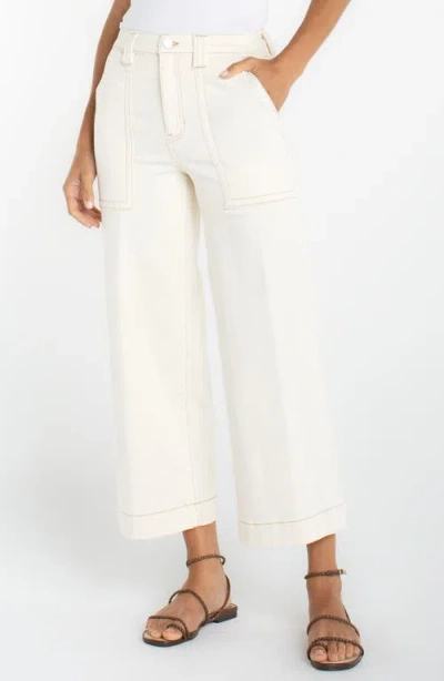 Liverpool Stride Patch Pocket High Waist Crop Wide Leg Jeans In White