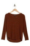 Liverpool Stripe Long Sleeve Knit Top In Brown