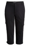Liverpool Utility Crop Cargo Pants In Black Crosshatch