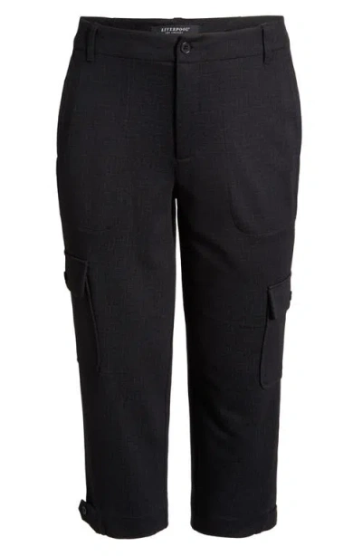 Liverpool Utility Crop Cargo Pants In Black Crosshatch