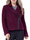 Liverpool Womens Faux Leather Trim Warm Motorcycle Jacket In Pink