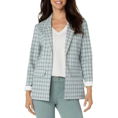Liverpool Womens Plaid Office Open-front Blazer In Blue