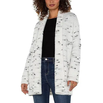 Liverpool Womens Pocket Polyester Cardigan Sweater In White/black