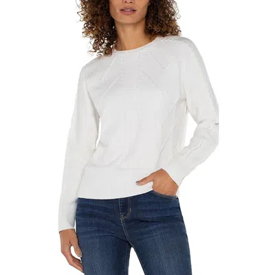 Liverpool Womens Ribbed Trim Viscose Pullover Sweater In Porcelain