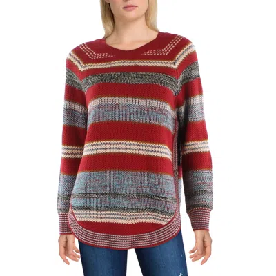 Liverpool Womens Striped Raglan Sleeve Pullover Sweater In Multi