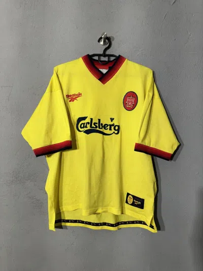 Pre-owned Liverpool X Soccer Jersey Liverpool 1997/99 Yellow Away Jersey (42" - 44") 7 Mcmanaman