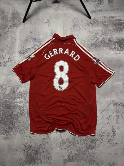 Pre-owned Liverpool X Soccer Jersey Vintage Gerrard Liverpool Fc Soccer Jersey 2008 Retro Knit In Red