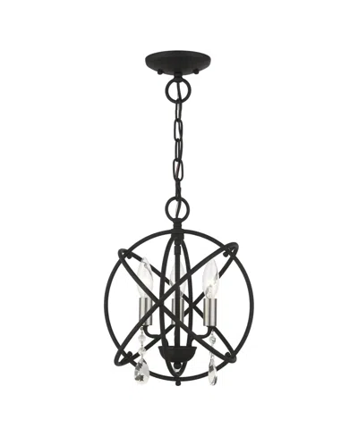 Livex Aria 3 Lights Convertible Chandelier Or Semi Flush In Black