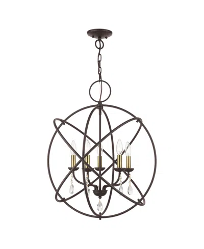 Livex Aria 5 Lights Chandelier In Brown