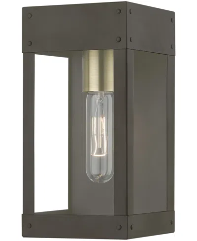 Livex Barrett 1 Light Outdoor Wall Lantern In Bronze With Antique Brass