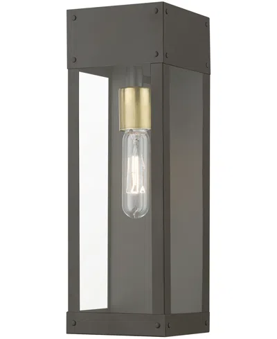 Livex Barrett 1 Light Outdoor Wall Lantern In Bronze With Antique Brass