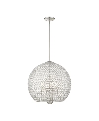 Livex Cassandra 4 Lights Pendant In Silver-tone