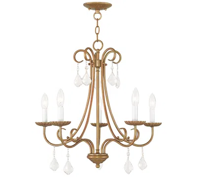 Livex Daphne 5- Light Metal Chandelier In Antique Gold
