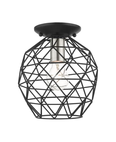 Livex Geometric 1 Light Flush Mount In Black
