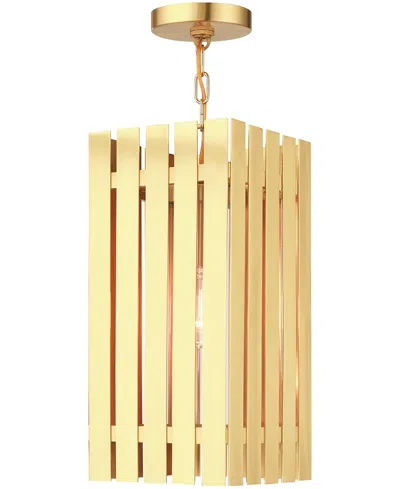 Livex Greenwick 1 Light Outdoor Pendant Lantern In Satin Brass