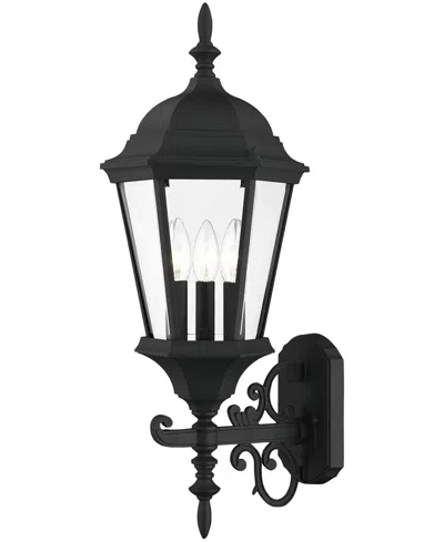 Livex Hamilton 3 Light Outdoor Wall Lantern In Textured Black