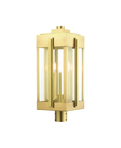 Livex Lexington 3 Lights Outdoor Post Top Lantern In Gold-tone