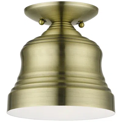 Livex Lighting 1 Light Antique Brass Bell Petite Semi-flush
