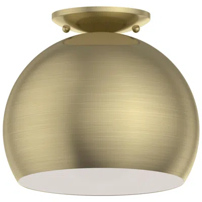 Livex Lighting 1 Light Antique Brass Flush Mount