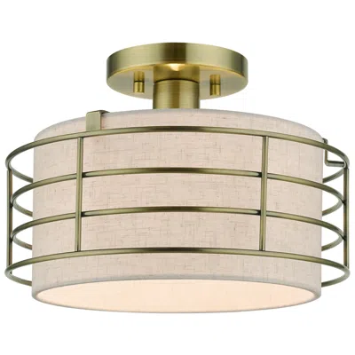 Livex Lighting 1 Light Antique Brass Medium Semi-flush