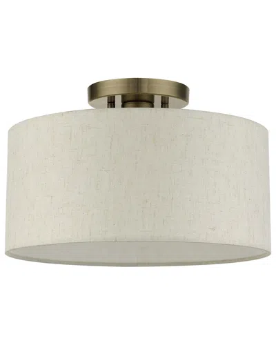 Livex Lighting 1 Light Antique Brass Medium Semi-flush In Neutral