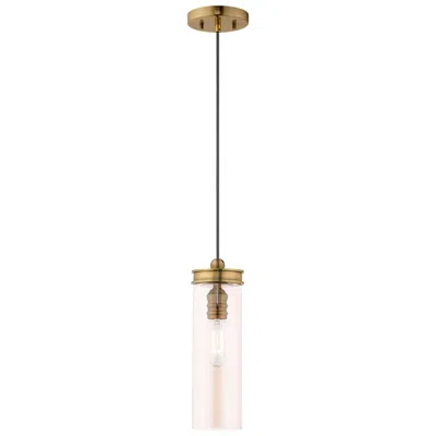 Livex Lighting 1 Light Antique Brass Mini Pendant In Multi