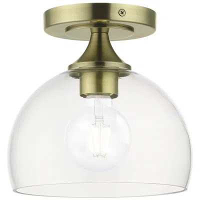 Livex Lighting 1 Light Antique Brass Semi-flush