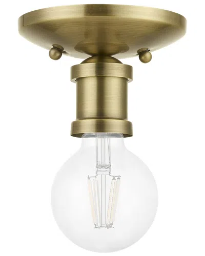Livex Lighting 1 Light Antique Brass Single Flush Mount In Gold