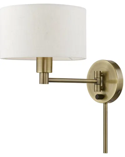 Livex Lighting 1 Light Antique Brass Swing Arm Wall Lamp In Gold