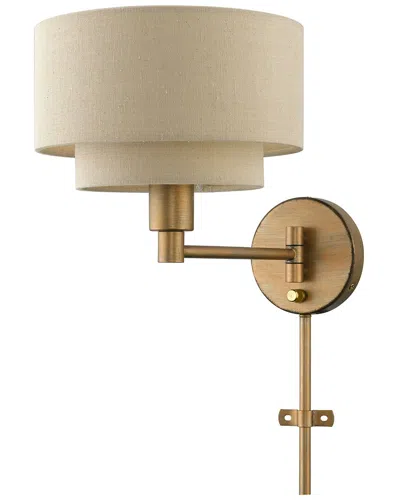 Livex Lighting 1 Light Antique Gold Leaf Swing Arm Wall Lamp In Brown