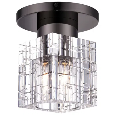 Livex Lighting 1 Light Black Chrome Crystal Semi-flush