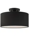 Livex Lighting 1 Light Black Medium Semi-flush In Black