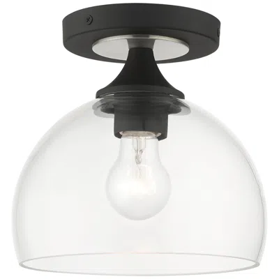 Livex Lighting 1 Light Black Semi-flush With Brushed Nickel Finish Accents