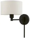 Livex Lighting 1 Light Black Swing Arm Wall Lamp In Black