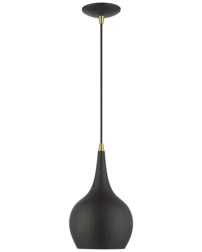 Livex Lighting 1 Light Black With Antique Brass Accents Mini Pendant