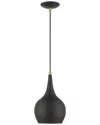 Livex Lighting 1 Light Black With Antique Brass Accents Mini Pendant In Black